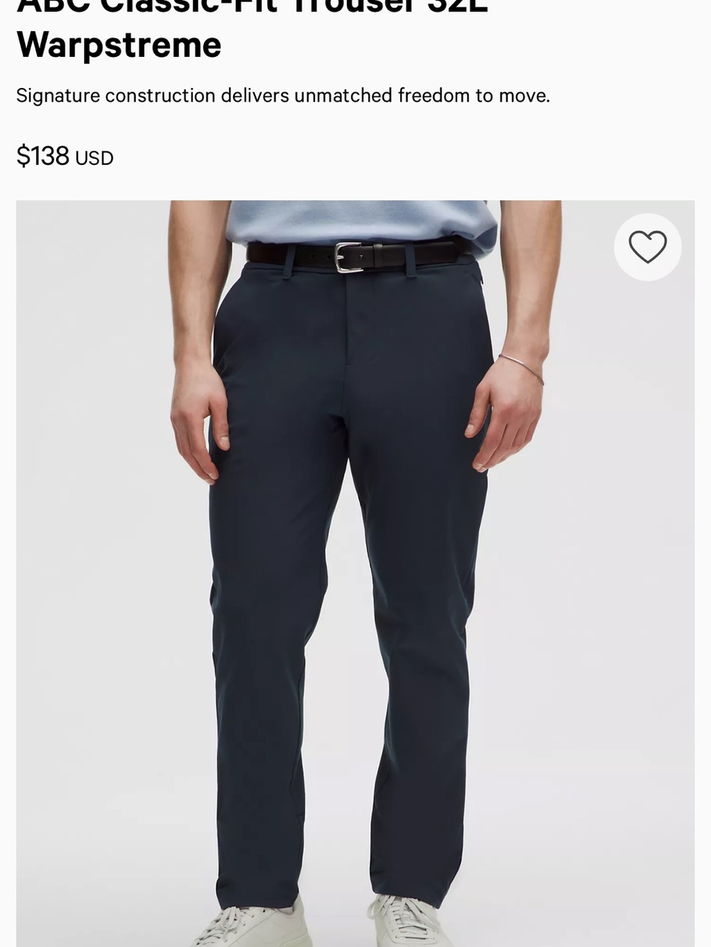 lululemon athletica Men's Classic-Fit Trousers — Dark Navy